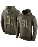 NFL Men's New Orleans Saints #31 Jairus Byrd Stitched Green Olive Salute To Service KO Performance Hoodie