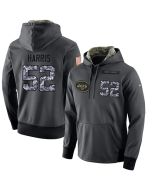 NFL Men's New York Jets #52 David Harris Stitched Black Anthracite Salute to Service Player Performance Hoodie