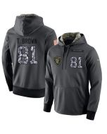 NFL Men's Oakland Raiders #81 Tim Brown Stitched Black Anthracite Salute to Service Player Performance Hoodie