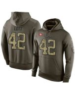 NFL Men's San Francisco 49ers #42 Ronnie Lott Stitched Green Olive Salute To Service KO Performance Hoodie