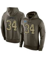 NFL Men's Tennessee Titans #34 Earl Campbell Stitched Green Olive Salute To Service KO Performance Hoodie