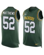 Packers #52 Clay Matthews Green Team Color Men's Stitched NFL Limited Tank Top Jersey
