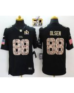 Panthers #88 Greg Olsen Black Super Bowl 50 Men's Stitched NFL Limited Salute to Service Jersey