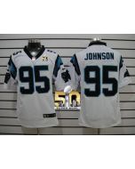 Panthers #95 Charles Johnson White Super Bowl 50 Men's Stitched NFL Elite Jersey