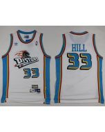 Pistons #33 Grant Hill White Throwback Stitched NBA Jersey