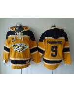 Predators #9 Filip Forsberg Yellow Sawyer Hooded Sweatshirt Stitched NHL Jersey