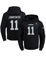 Raiders #11 Sebastian Janikowski Black Name & Number Pullover NFL Hoodie
