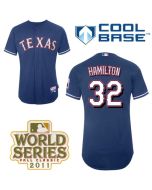 Rangers #32 Josh Hamilton Blue Cool Base 2011 World Series Patch Stitched MLB Jersey