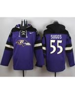 Ravens #55 Terrell Suggs Purple Player Pullover NFL Hoodie