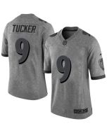 Ravens #9 Justin Tucker Gray Men's Stitched NFL Limited Gridiron Gray Jersey