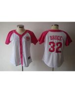 Reds #32 Jay Bruce White/Pink Women's Splash Fashion Stitched MLB Jersey