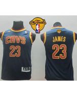 Revolution 30 Cavaliers #23 LeBron James Dark Blue The Finals Patch Stitched Youth NBA Jersey