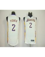 Revolution 30 Lakers #2 Derek Fisher White Stitched NBA Jersey