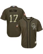 Rockies #17 Todd Helton Green Salute to Service Stitched Youth MLB Jersey