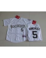 Rockies #5 Carlos Gonzalez White Cool Base Stitched Youth MLB Jersey