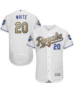 Royals #20 Frank White White 2015 World Series Champions Gold Program FlexBase Authentic Stitched MLB Jersey