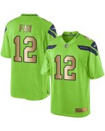 Seahawks #12 Fan Green Men's Stitched NFL Limited Gold Rush Jersey