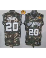Spurs #20 Manu Ginobili Camo Stealth Collection Finals Patch Stitched NBA Jersey