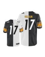Steelers #17 Joe Gilliam White/Black Men's Stitched NFL Elite Split Jersey