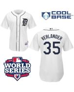 Tigers #35 Justin Verlander White Cool Base w/2012 World Series Patch Stitched MLB Jersey