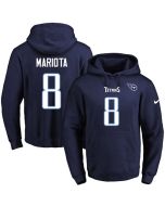 Titans #8 Marcus Mariota Navy Blue Name & Number Pullover NFL Hoodie