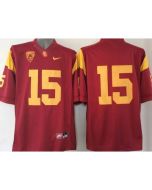 Trojans #15 Red PAC-12 C Patch Stitched NCAA Jersey