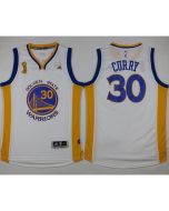 Warriors #30 Stephen Curry White Trophy Banner Champions Stitched NBA Jersey