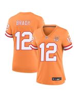 Women's '76 Tampa Bay Buccaneers #12 Tom Brady Orange 50th Season Game Jersey (Orange)