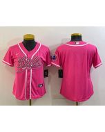 Women's Buffalo Bills Blank Pink With Patch Cool Base Stitched Baseball Jersey(Run Small)