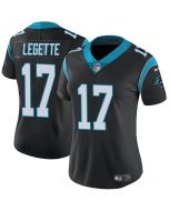 Women's Carolina Panthers #17 Xavier Legette Black 2024 Draft Vapor Stitched Jersey(Run Small)