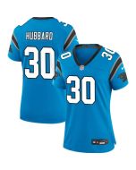 Women's Carolina Panthers #30 Chuba Hubbard Blue Stitched Jersey(Run Small)