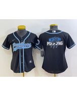 Women's Carolina Panthers Black Team Big Logo With Patch Cool Base Stitched Baseball Jersey(Run Small)
