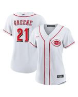 Women's Cincinnati Reds #21 Hunter Greene White Home Replica Jersey