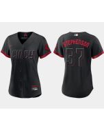 Women's Cincinnati Reds #37 Tyler Stephenson Black 2023 City Connect Stitched Baseball Jersey(Run Small)