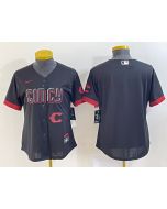 Women's Cincinnati Reds Black 2023 City Connect With Patch Stitched Baseball Jersey(Run Small)