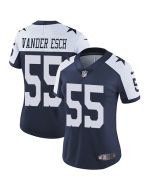 Women's Dallas Cowboys #55 Leighton Vander Esch Navy Thanksgiving Vapor Untouchable Limited Stitched NFL Jersey