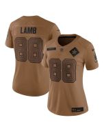 Women's Dallas Cowboys #88 CeeDee Lamb 2023 Brown Salute To Service Limited Stitched Football Jersey(Run Small