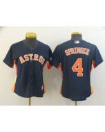 Women's Houston Astros #4 George Springer Navy Cool Base Stitched MLB Jersey(Run Small)
