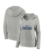 Women's Indianapolis Colts Heather Gray Stronger Together Crossover Neck Pullover Hoodie(Run Small)