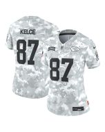Women's Kansas City Chiefs #87 Travis Kelce Arctic Camo 2024 Salute to Service Limited Jersey