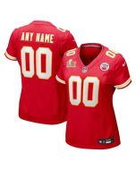 Women's Kansas City Chiefs Red Super Bowl LIX Custom Game Jersey
