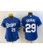 Women's Los Angeles Dodgers #29 Tarik Skubal Royal Cool Base Stitched Baseball Jersey (Style 3)