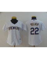 Women's Milwaukee Brewers #22 Christian Yelich "Yeli" White Cool Base Stitched MLB Jersey(Run Small)