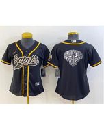 Women's New Orleans Saints Black Team Big Logo With Patch Cool Base Stitched Baseball Jersey(Run Small)