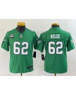 Women's Philadelphia Eagles #62 Jason Kelce Green 2023 F.U.S.E. With C Patch Stitched Football Jersey(Run Small)