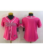 Women's Pittsburgh Steelers Blank Pink With Patch Cool Base Stitched Baseball Jersey(Run Small)