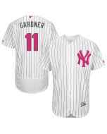 Yankees #11 Brett Gardner White Strip Flexbase Authentic Collection 2016 Mother's Day Stitched MLB Jersey