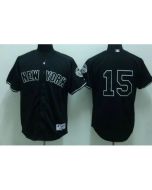 Yankees #15 Thurman Munson Stitched Black MLB Jersey