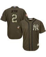 Yankees #2 Derek Jeter Green Salute to Service Stitched Youth MLB Jersey
