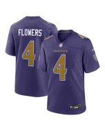 Youth Baltimore Ravens #4 Zay Flowers Purple Alternate Game Jersey